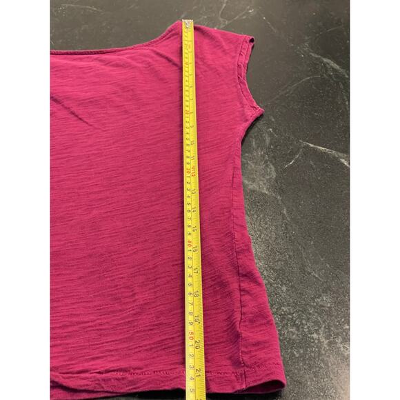 Ann Taylor LOFT 100% Cotton Raspberry Pink tee with ruffle neckline XS - Picture 4 of 7